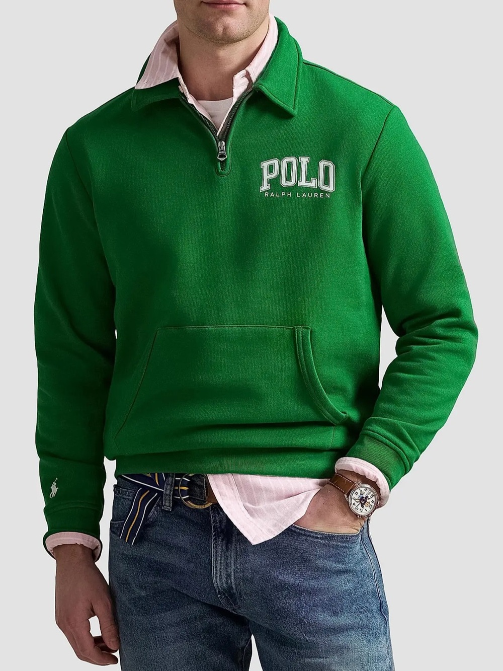 NWT Polo Ralph Lauren green preppy collegiate Logo Fleece sweater size XXL